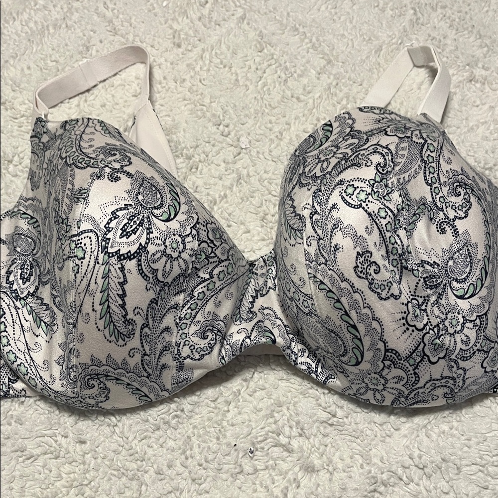 Cacique Paisley Print Bra - White and Black